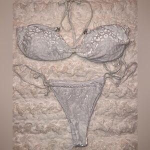 White velvet textured bikini